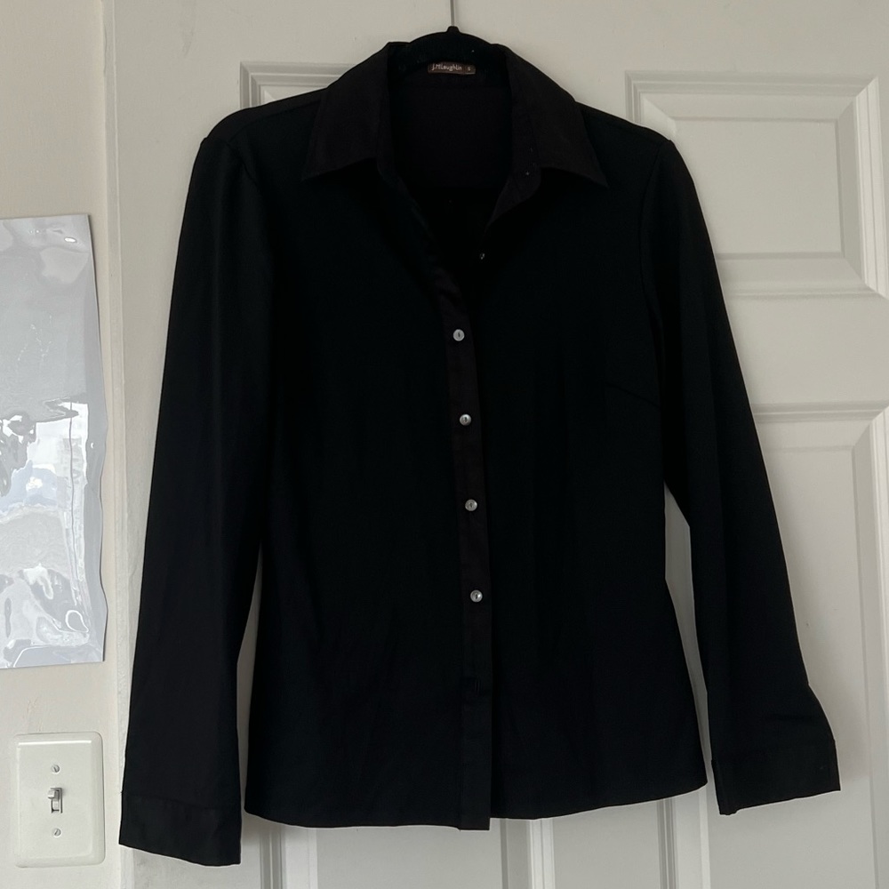 vintage black j mclaughlin long sleeve button down fitted size S